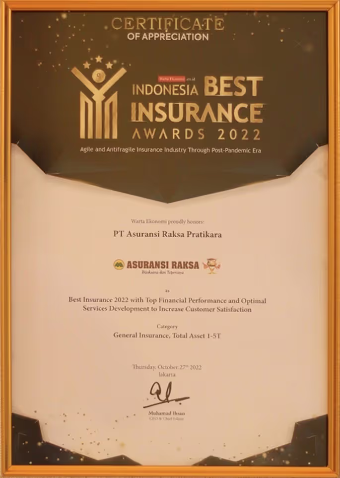 Penghargaan Asuransi Terbaik atas Kinerja Keuangan Unggul dan Pengembangan Layanan Optimal dari Warta Ekonomi